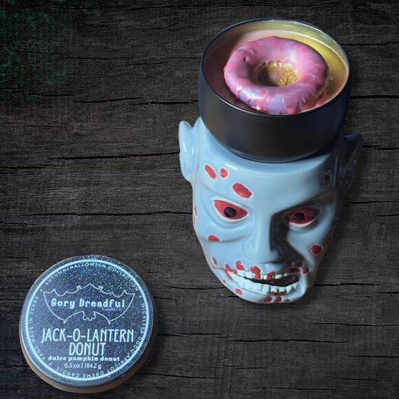 Jack-O-Lantern Donut Wickless Candle: Dulce Pumpkin Donut Scent - Picture 5 of 9